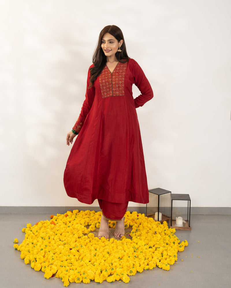 Lavanya - Red Silk Kurta set
