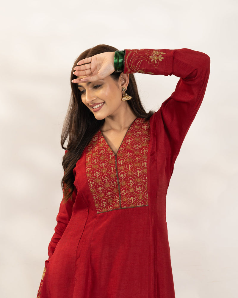 Lavanya - Red Silk Kurta set