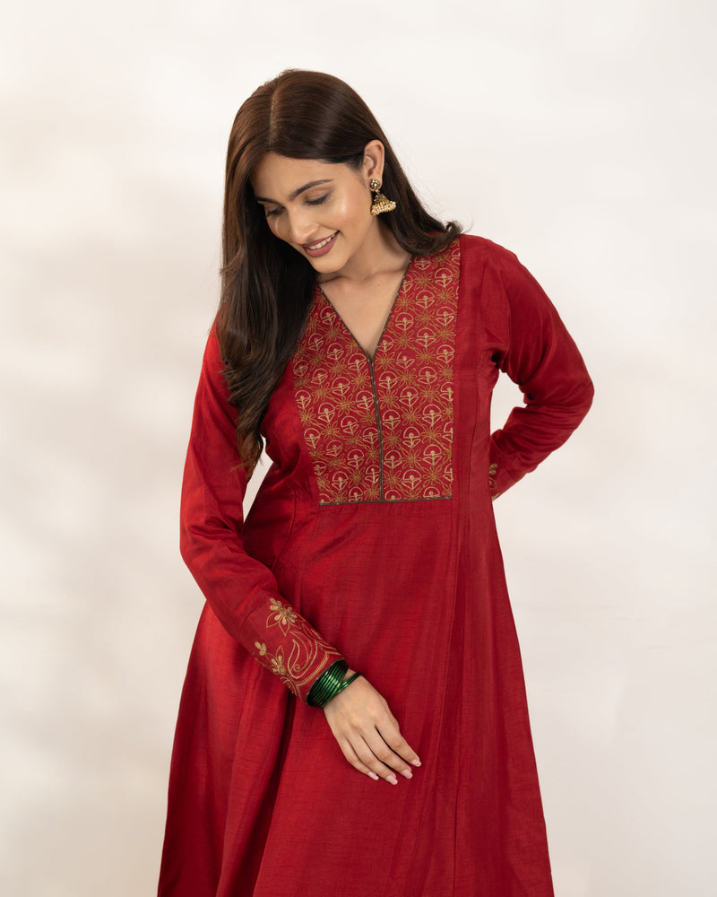 Lavanya - Red Silk Kurta set