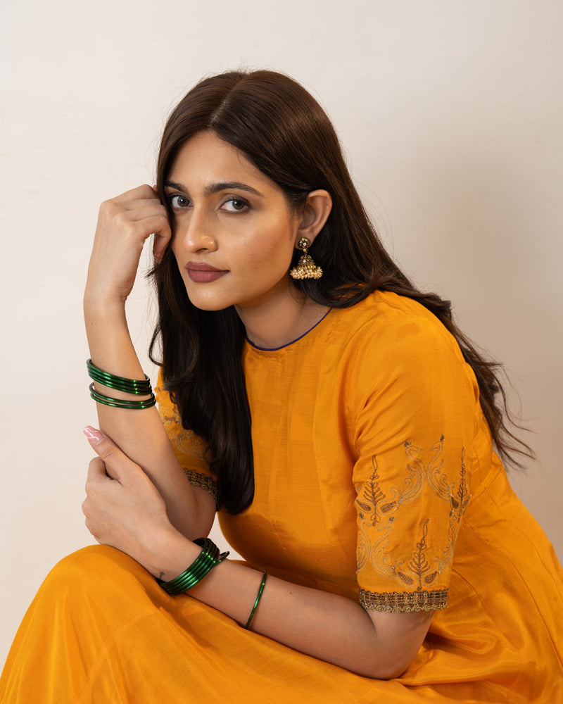 Priti - Yellow Silk Kurta Set