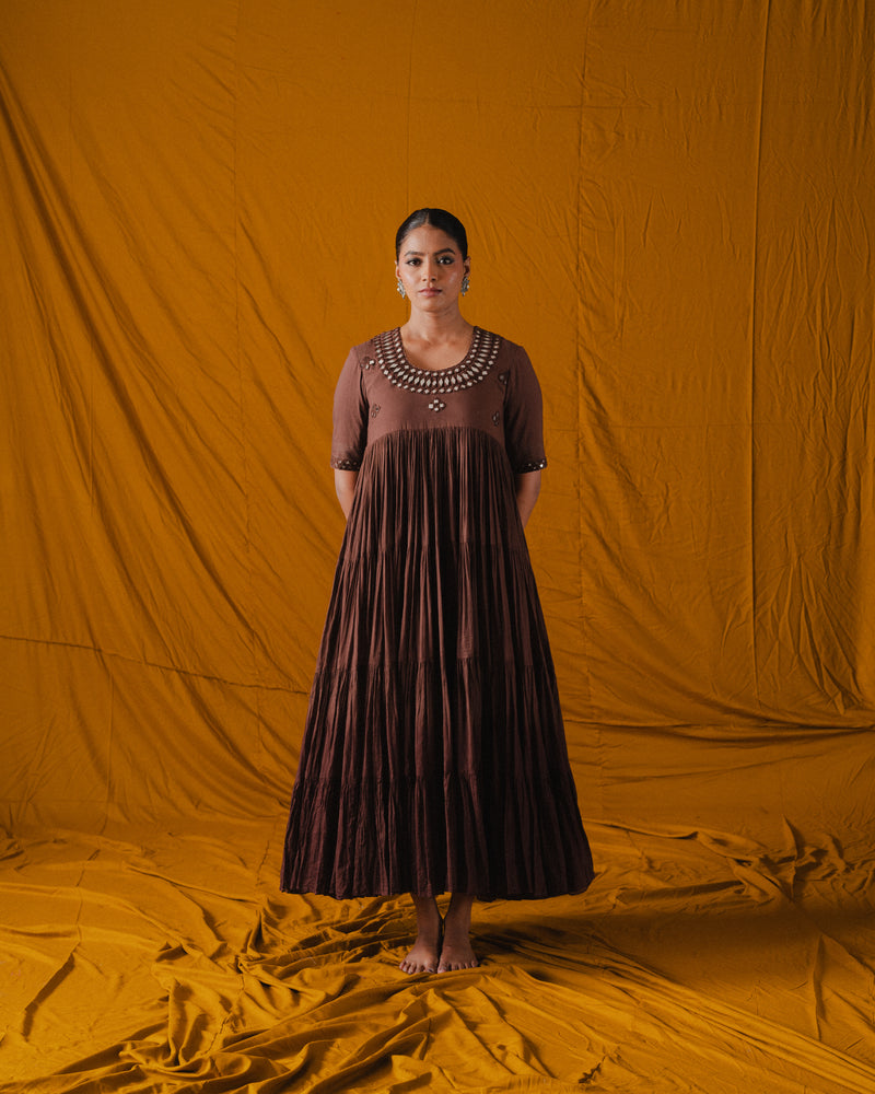 BROWN MULMUL DRESS