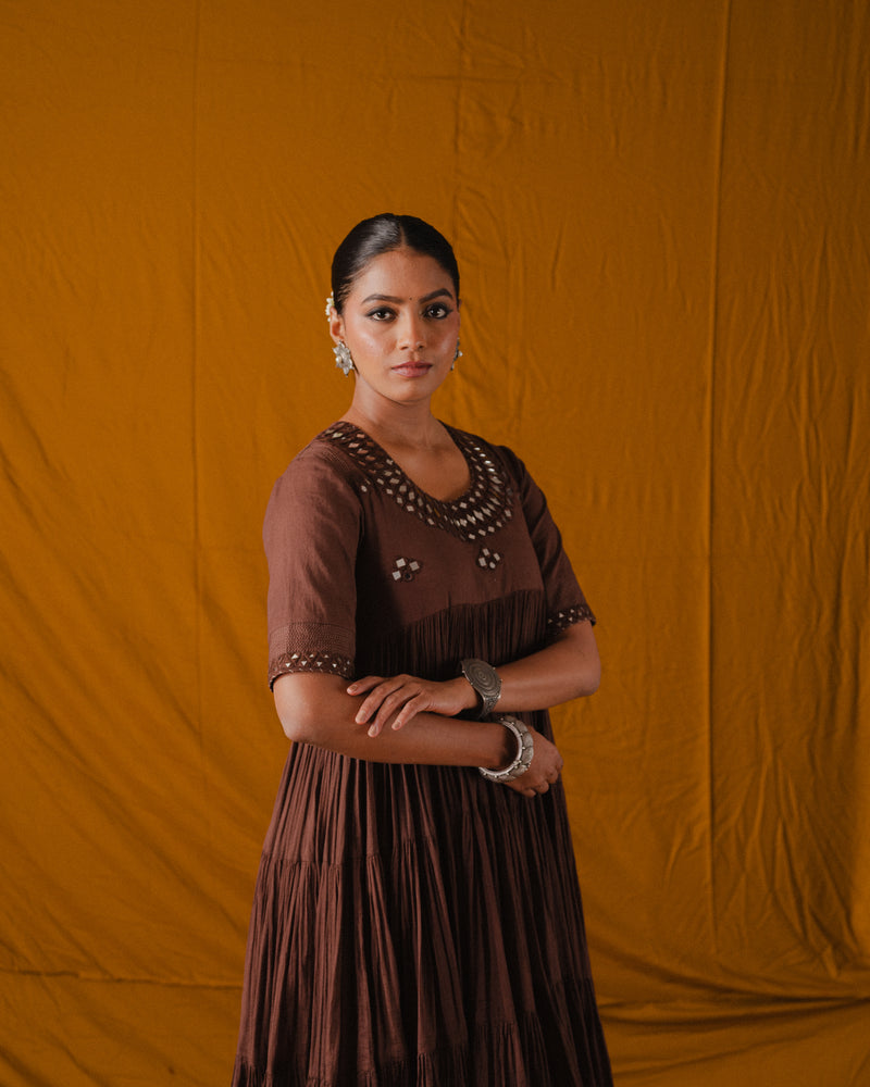 BROWN MULMUL DRESS