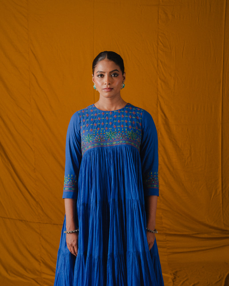 BLUE MULMUL DRESS