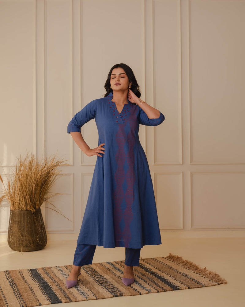 Blue Cotton Kurta Set