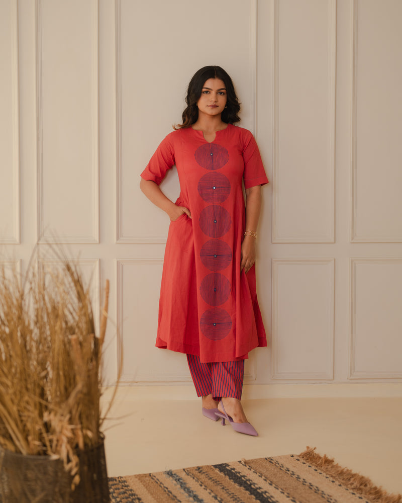 Red Kurta-Pant Set