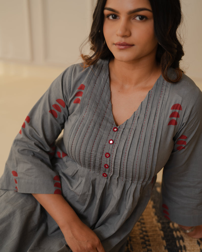 Grey Cotton Kurta Set