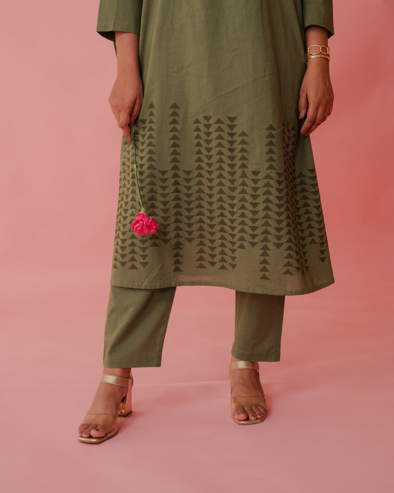 Olive Green Kurta-Pant Set