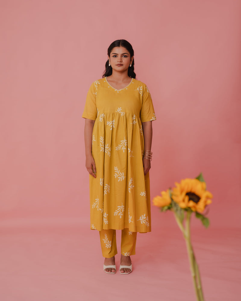 Yellow Cotton Kurta Set