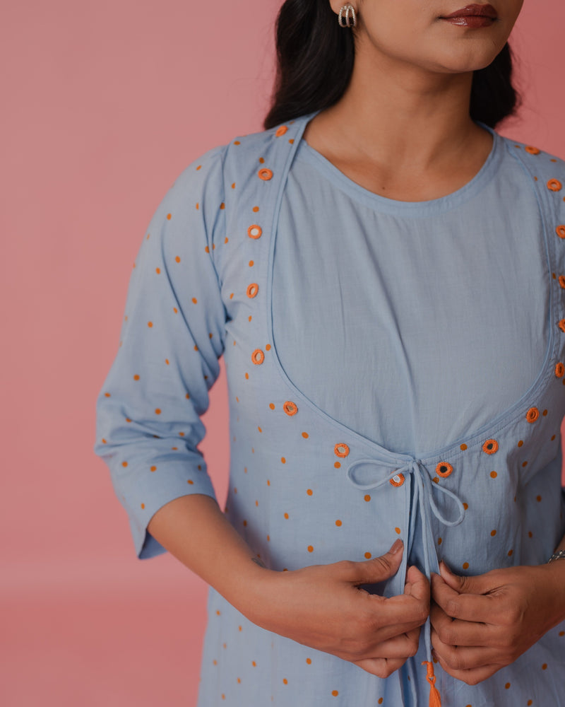 Powder Blue Cotton Kurta Set