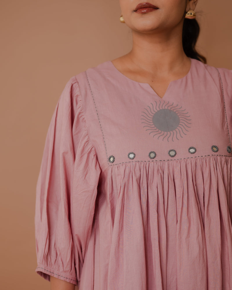 Powder Pink Cotton Kurta Set