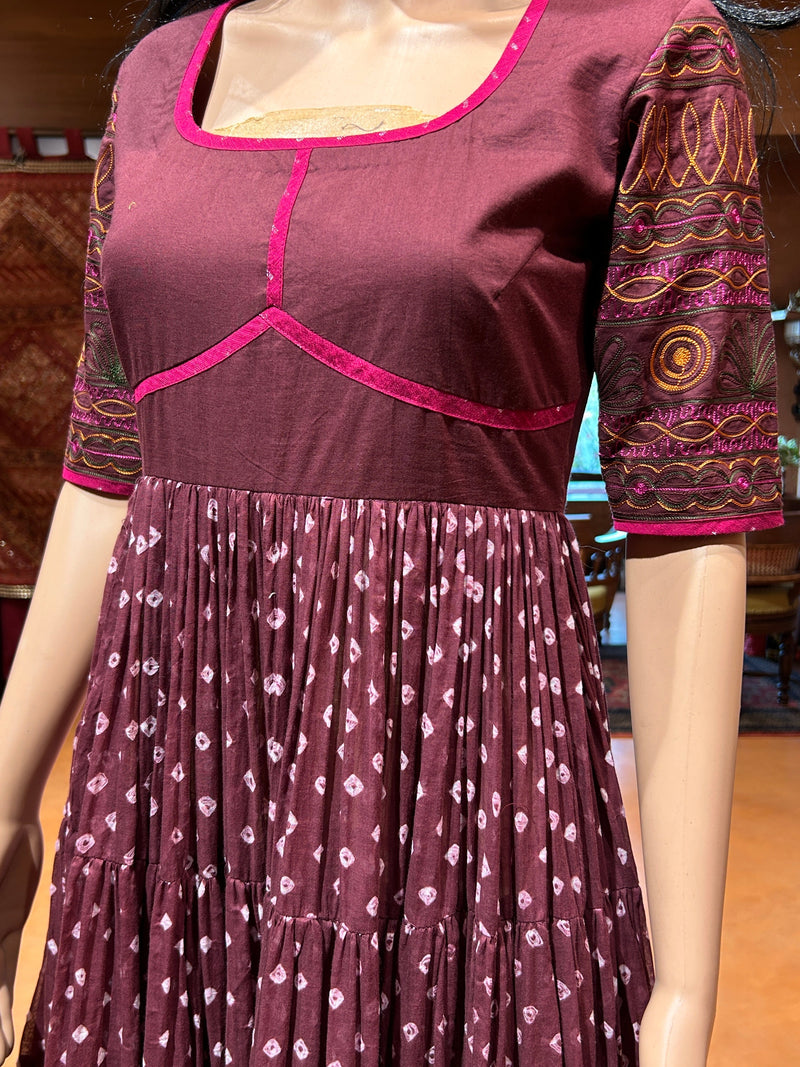 Mulberry Grace - Purple Violet Mulmul Cotton Anarkali Ghera Dress