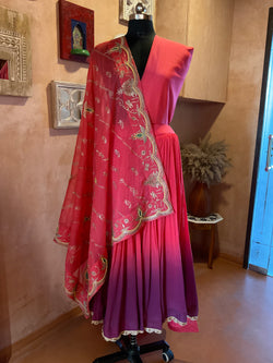 Peach Shaded Lehenga With Vintage Dupatta